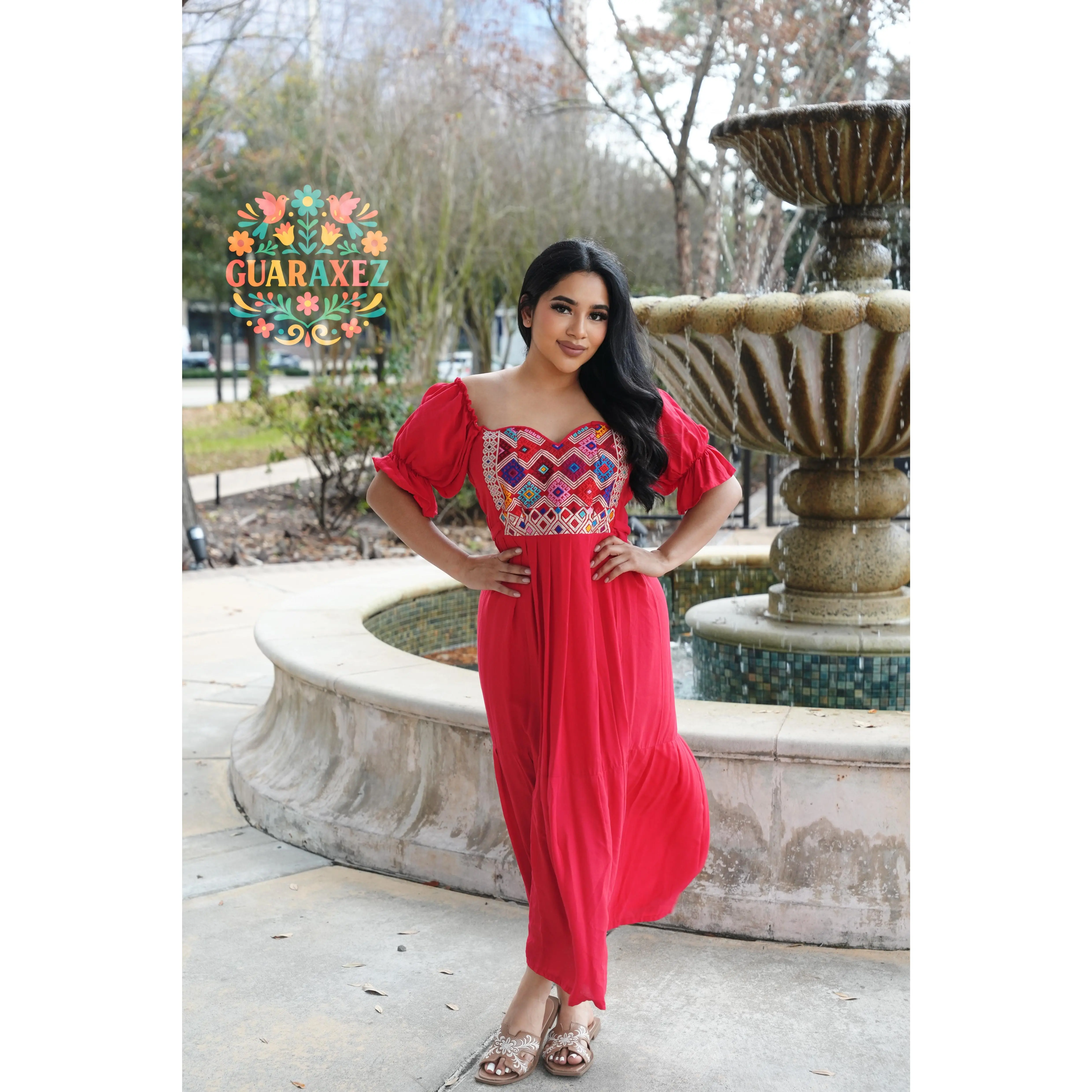 mexican embroidered maternity dress Chilac Embroidered Mexican Long Dress