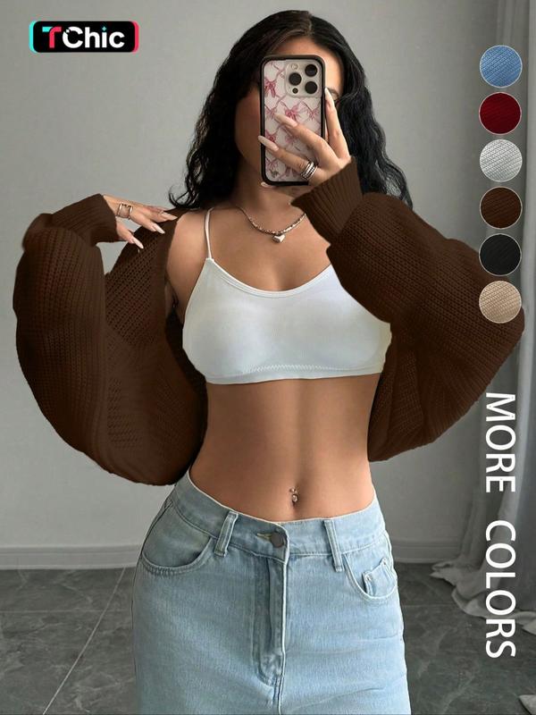 Women's Short Bolero Cardigan, Long Sleeve Fitted Sweater, Casual Fall & Winter Fashion, Comfortable Layering Option Women's Short Bolero Cardigan, Long Sleeve Fitted Sweater, Casual Fall & Winter Fashion, Comfortable Layering Option