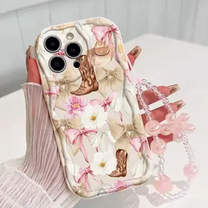 Western Cowboy Boots Flower Design Tpu Case, Shockproof Phone Cover for Apple iPhone 17 Pro Max/16/16 Pro Max/11/13/14/15, Girl's Gift