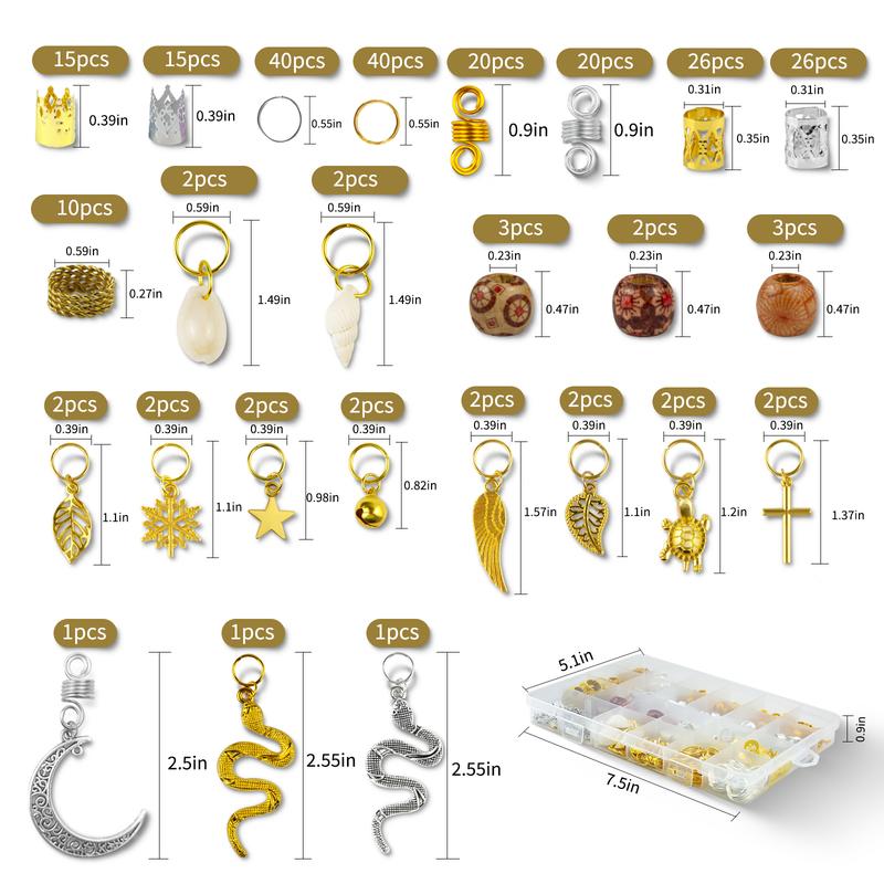 241 PCS Hair Jewelry Gold Hair Jewelry for Braids Loc Jewelry for Hair Dreadlock Metal Gold Silver Clips Shells Imitation Wood Beads Hair Charms Women Adjustable Cuffs Braiding Hair Rings Decoration hair beads