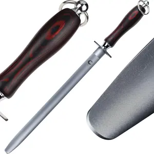 High Hardness Honing Steel 12 Inches Flat  Sharpener Steel Sharpening Rod for Kitchen  Carbon Steel Honing Rod