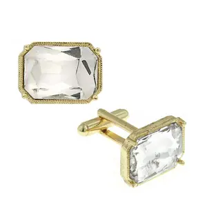 Classic Octagon Clear Crystal Cufflinks