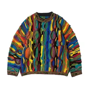Hot Trend 2025 Indigo Japanese Knit Pullover – Artisan Boho Sweater with Patchwork Texture and Retro Streetwear Appeal