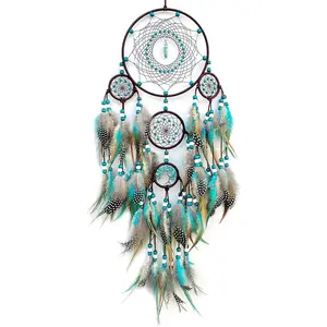 Large Dream Catchers,Boho Handmade Woven Turquoise Dream Catcher Wall Hanging Ornament for Bedroom Living Room Apartment Wedding Party Decor, Festival Blessing  (Turquoise)