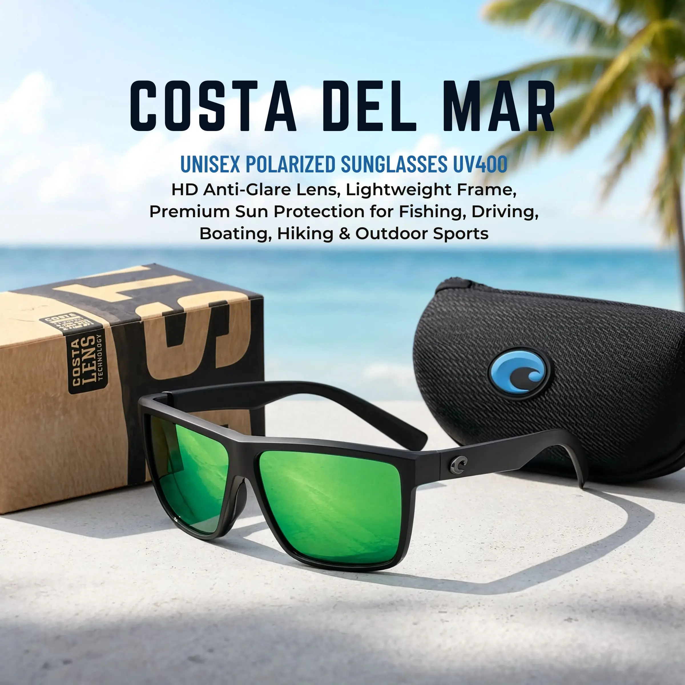 Costa Rinconcito 2026 Polarized Sunglasses - Designer Trendy Style, HD Glare Reduction for Men