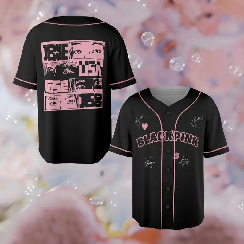 Signed Baseball Jersey for 2025 Deadline Tour, Baseball Kpop Jersey, Black Kpop Shirt, Girl Group Kpop Jersey