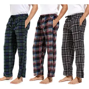 DG Hill 1Pack or 3Pack Mens PJ Pajama Pants Bottoms Fleece Lounge Pants Sleepwear Plaid Pjs with Pockets Microfleece DG Hill