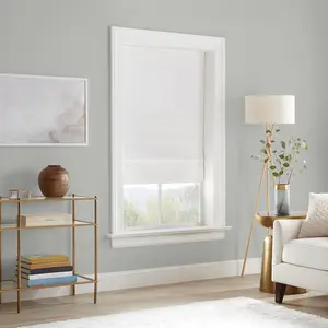 Eclipse Drew Noise Reducing Blackout Cordless Lined Window Roman Shade for Living Room, 33 in x 64 in, White