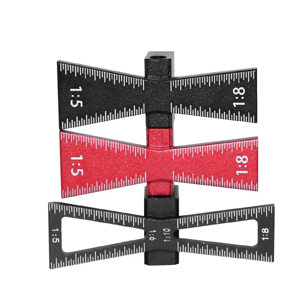 Woodworking Dovetail Marker, Aluminum Alloy Dovetail Marking Template, Precise Dovetail Guide with 1:5, 1:6, 1:8 and 1:10 Slopes, Measuring Ruler Tool