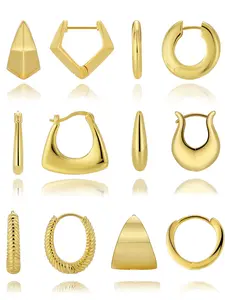 Minimalist Temperament Texture Metal Design Hoop Earrings, Fashionable Earrings for Women, Trendy All-match & Exquisite Jewelry for Birthday Gift