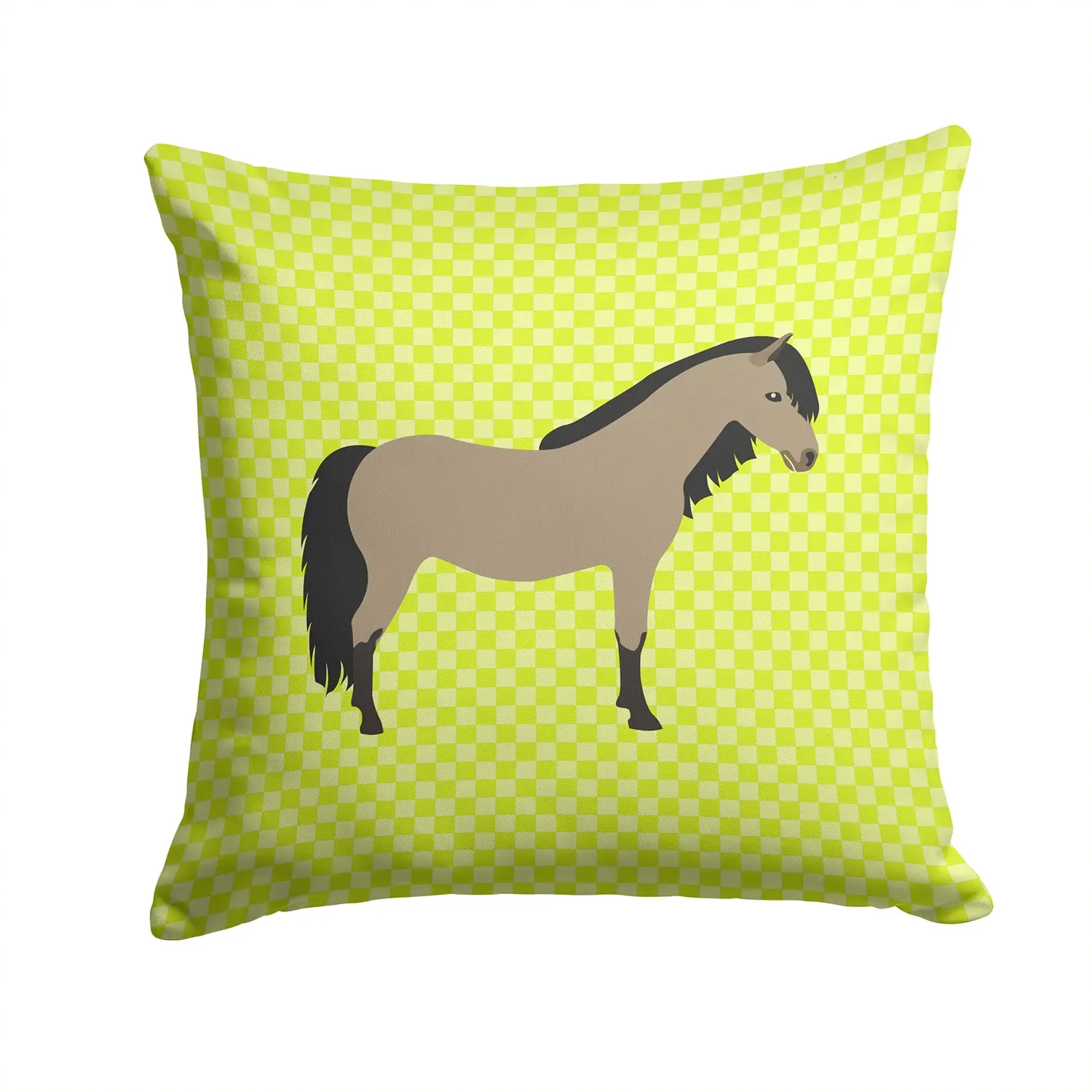 Welsh Pony Horse Green Decorative Throw Pillow 14x14 Indoor Outdoor Accent Cushion, Fabric Cover with Insert for Sofa, Bed, Porch & Living Room