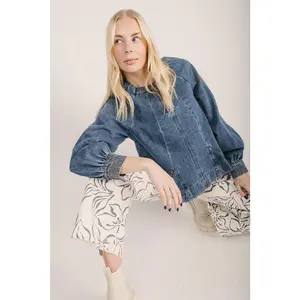 The Westling Flare Denim Blouse in Blue Haze