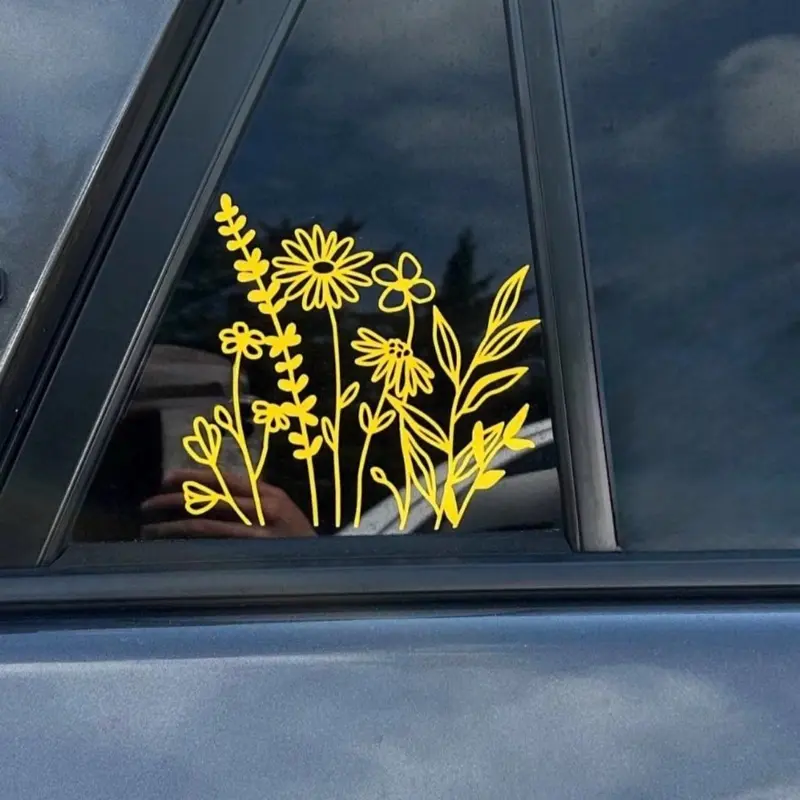 Sturdy Cute Wildflower Car Stickers - Thick Durable Vinyl, Easy-Install, Waterproof Automotive Exterior Accessory for Car Styling & Decoration, Multi-Size Vehicle Personalization Option, Cute Car Stickers