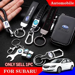 Subaru Car Keychain Set, Leather Lanyard Keyring, Metal Key Ring, Woven Key Fob, Car Logo Key Holder, Universal Car Key Accessories