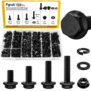 260PCS Hex Bolts & Nuts Assortment Kit, 304 Stainless Steel with Flat & Spring Washers