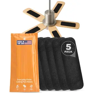 Ceiling Fan Air Purifier Pads, Activated Coconut Shell Carbon Fan Filters  Dust, Odors & , Easy-Stick  Fit for Ceiling Fan , Odorless & Unscented - (5 Count)