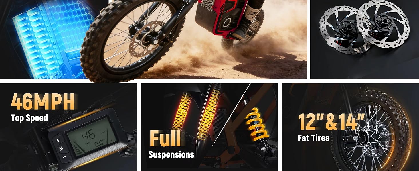 ESKUTE NOVA X Electric Bike ,4000W Power , 40° Climbing with 2849 Certified 48V 22.8Ah Removable Battery, Full Suspension Hydraulic Brakes, 60 Miles Rang Mountain Off-Road for Teens Adults ebike