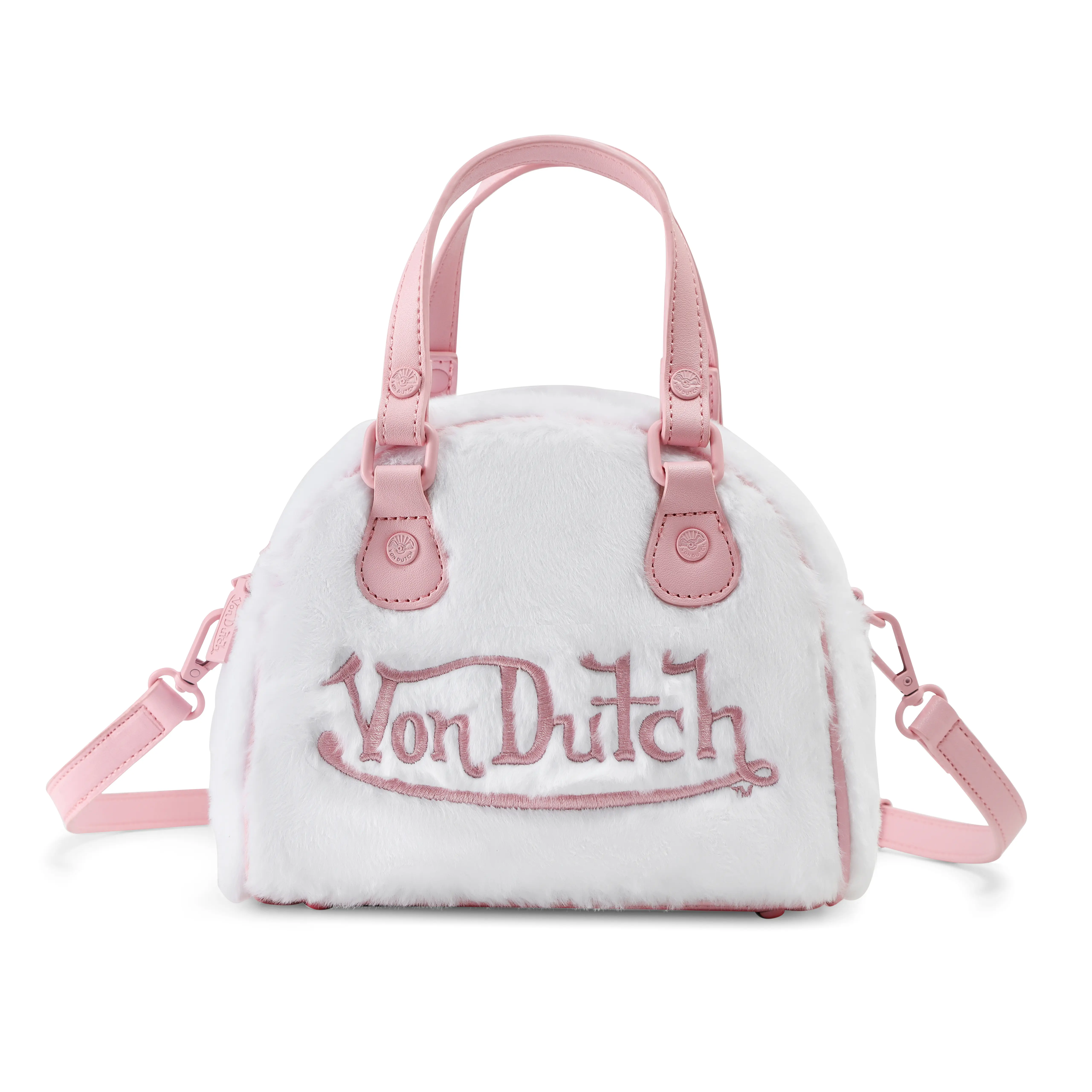 White and Pink Furry Bowling Bag