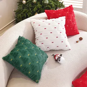 Christmas Tree Pattern Plush Pillow Cover, Soft Breathable Fabric, Hidden Zipper Design, Perfect for Home Decor, Sofa, Bed, Bedroom, for Decorative Cushion