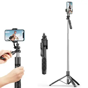 Wireless Selfie Stick Tripod with Remote Control, Retractable Selfie Tripod with Assisted Balance Handle, Phone Selfie Accessories, Tripod Stabilizer