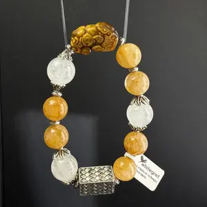 Bracelet beads 14㎜ hematoid & white Phantom