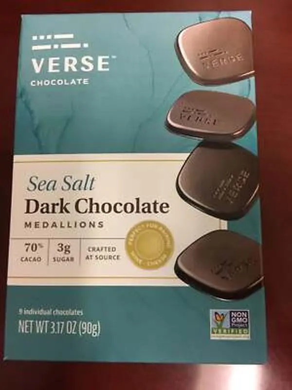 Verse Chocolate Sea Salt Dark Chocolate Squares 3.17 oz, Pack of 2