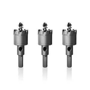 3 count /16" TCT Hole Saws for Hard Metal, Heavy Duty Tungsten Carbide Tipped Hole Cutters Set , for Stainless Steel, Metal, Iron, and Plastic