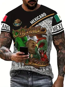 Summer Breathable Mesh T-Shirt for Men with 3D Digital Print, Sporty Fitted Style, Long Length and Ethnic Patterns