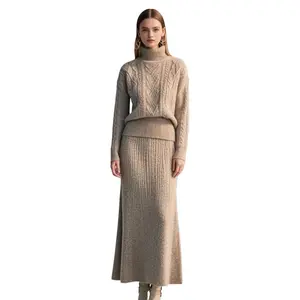 Ladies' Casual Winter Pullover Sweater Long Turtleneck Knit with Woven Method Cashmere Material for Summer Season
