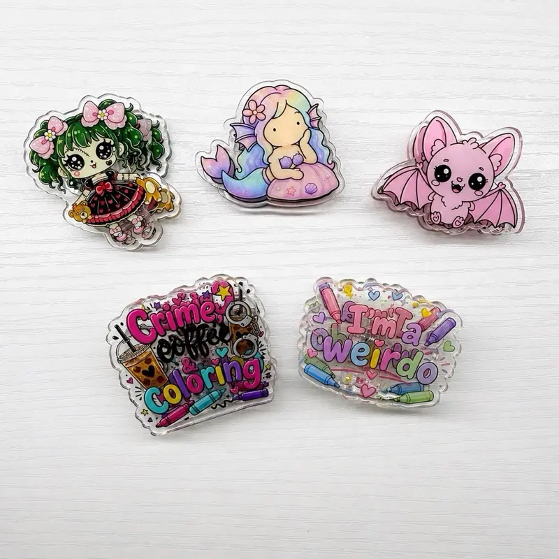 Cute Kawaii Acrylic Binder Clips for Coloring Books | Page Holder Clips | Mermaid, Bat & Spooky Cute Designs
