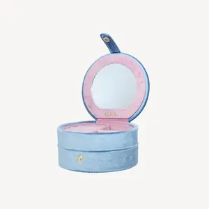 Plush Velvet Jewelry Box | Travel Jewelry Case Organizer with Mirror | Featured in Oprah’s Favorite Things | Best Gift for Daughter, Girlfriend, Mom | Baby Blue Cloud Color