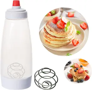 Pancake Batter Dispenser with Blender Balls Kitchen Squeezer Bottle for Cupcakes Crepes Muffins & Pancakes Ideal for Baking