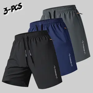 3-pack men’s quick-dry athletic shorts—breathable, lightweight fitness shorts suitable for workouts, running, and everyday wear; a summer essential.