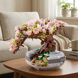 Sakura Potted Plant Building Model 426pcs Flower Bricks Building Blocks Set, Creative Eternal Flower Desktop Decoration, Home Decor, Educational DIY Toy, Holiday Gift