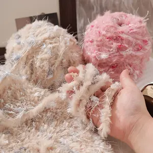 Faux Fur Yarn for Crochet and Knitting, Super Soft Fluffy Eyelash Mohair Yarn, Long Pile Chunky Fur Blended Yarn for Bags, Hats, Scarves, Sweaters DIY –200g 2 Skeins