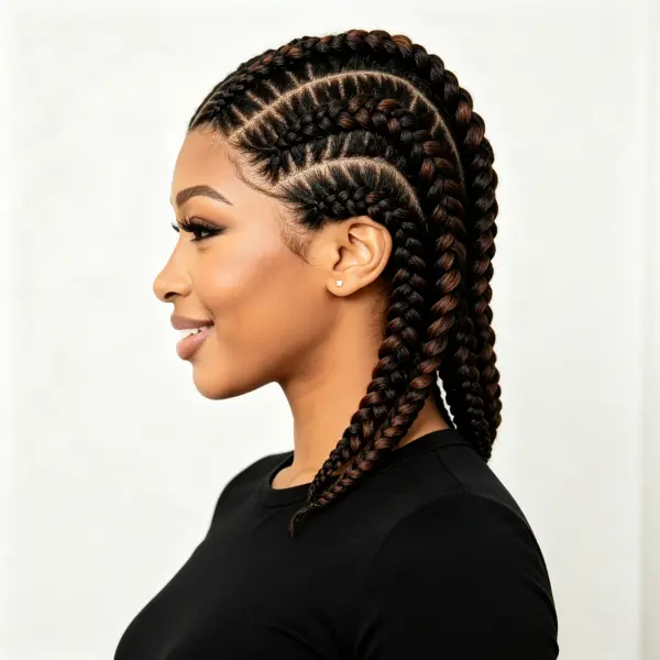 Black Women's 14-Inch Synthetic Full Lace Knotless Cornrow Braided Wig, Straight, Multiple Shades, for Everyday Wear, Wedding