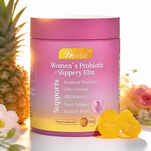 Nutritious Hawaiian Pineapple Feminine Probiotic Gummies, Daily Wellness Vitamin Supplement, Slippery Elm Comfort Formula, Natural Flora Regulation, 60 Count