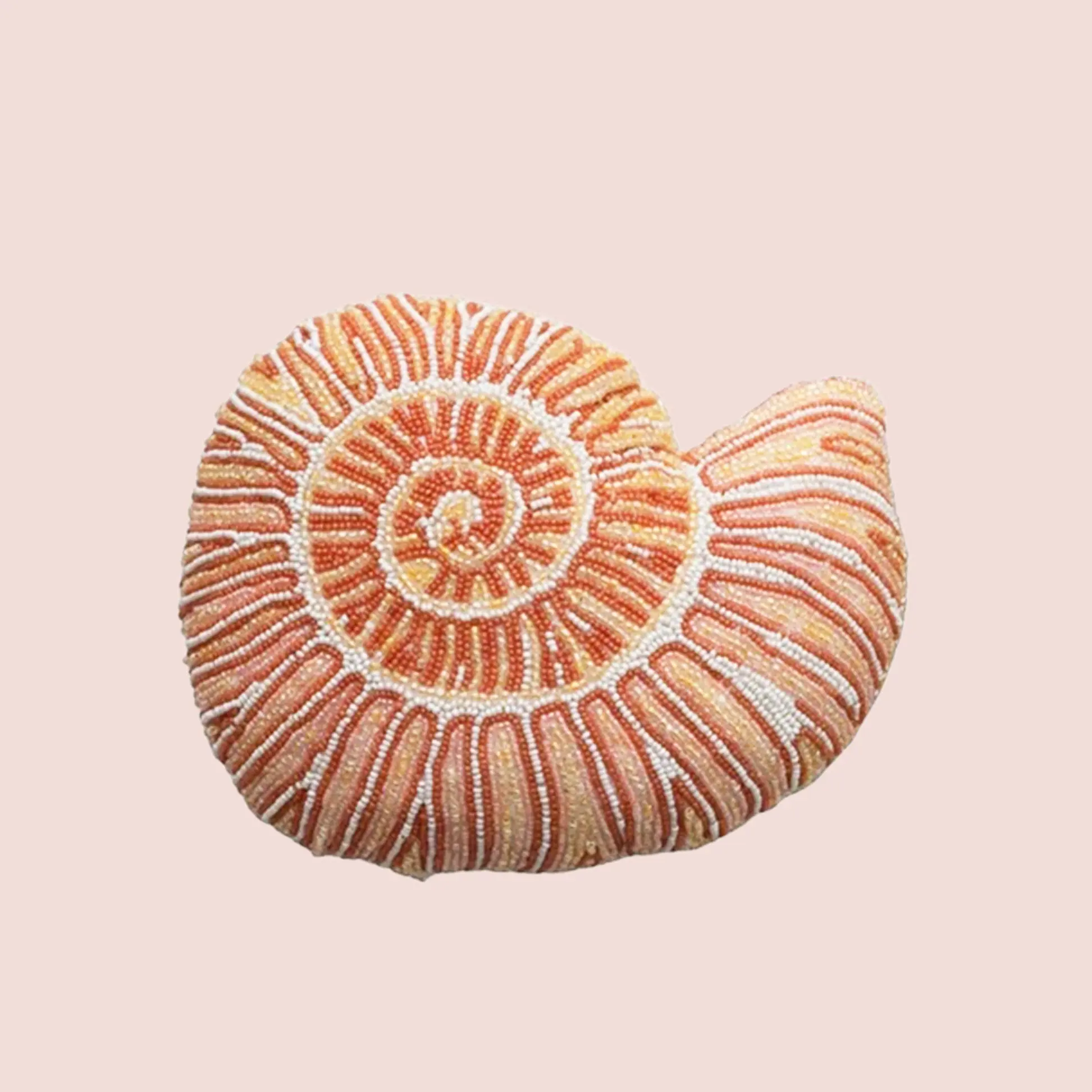 Beaded Shell Shaped Pillow | Pink