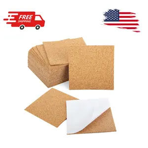 30 Pieces Self-Adhesive Cork Sheets 4"x 4" for DIY Coasters