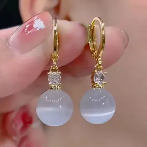 White Shining Earrings Fashionable And Elegant Silver Needle Design Shining Love Motif For Special Occasions And Everyday Wear