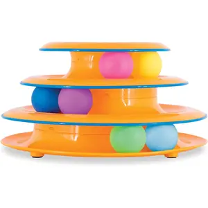 Tower of Tracks Cat Toy – 3-Level Track Tower with 6 Balls, Interactive Cat Toy for Indoor Enrichment