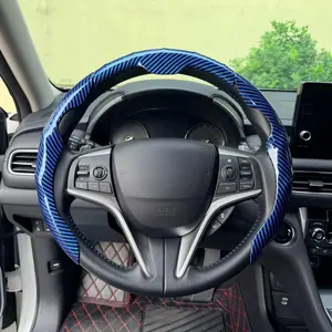 Laser Carbon Fiber Pattern Steering Wheel Cover New Quick Turn Non-Slip Design Universal Fit Quick Turn Non- Slip Grip Ultra-Thin Design Quick Install for All- Season Use Ultra-Thin Universal Grip Cover car accessories