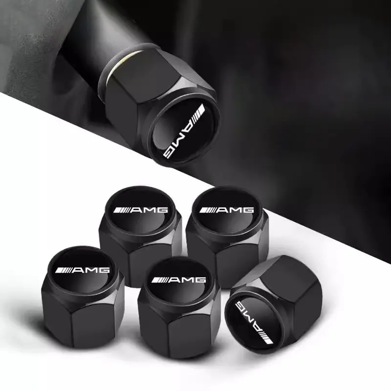 5PCS Car Wheel Tire Valve Cap Tyre Stem Cover Styling Accessories Set of Five Easy Installation Durable Tyre Caps For Mercedes Benz AMG W204 W205 W203 W211 W212 W213 W201 W210