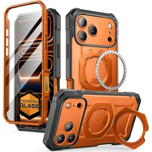 for iPhone 17 Pro Max Case (UBGrip Pro), [Built-in Tempered Glass Screen Protector & Stand] [Camera Control Cover] [Compatible with MagSafe] Full Body Heavy Duty Magnetic Phone Case, Coral