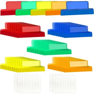 2 Inch Insertable Self Adhesive Tabs with Printable Inserts Clear Index Tabs Self Adhesive Colored Page Marker Repositionable Tag for  Divider Notebook File Folder Book Binder(50 Pieces)
