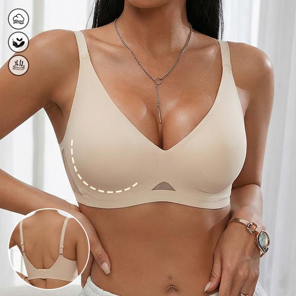 CUTEIO Women’s Wireless Knit Dot Backless Lightweight Push-Up Full Cup Seamless Everyday Tops Lingerie - BE1731, Fits