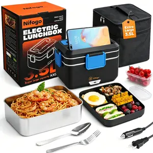 Truck Workplace Daily Meal Electric Thermal Lunch Heater, Square Compact Digital Display Anti-Spill Seal