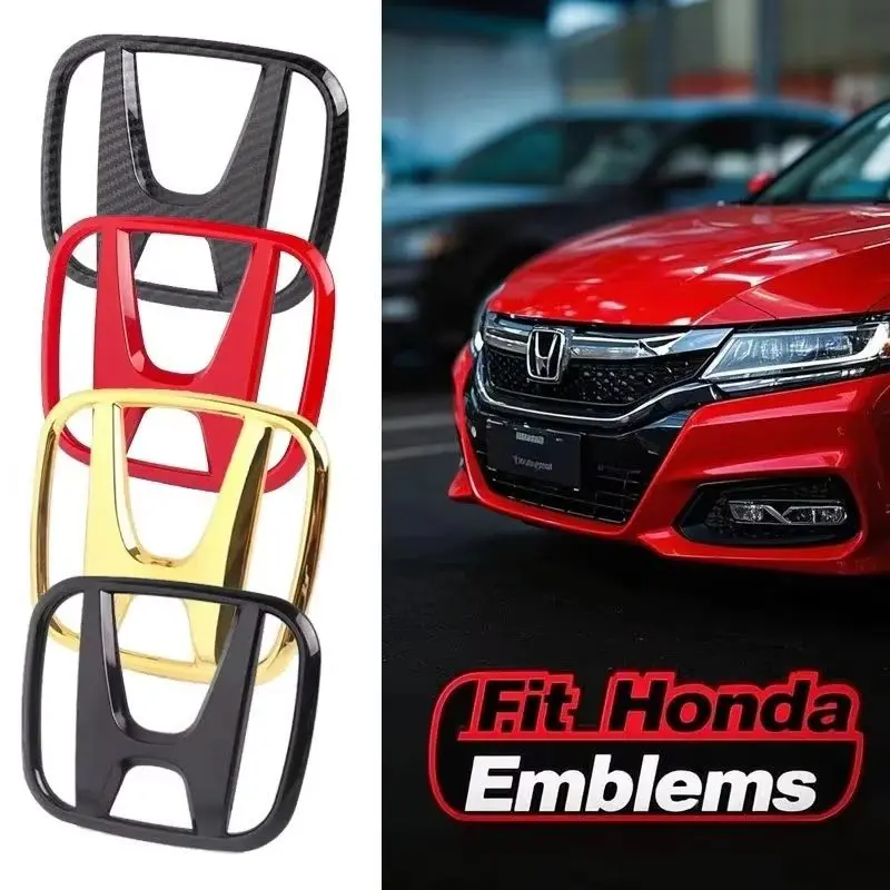 For Honda Civic Accord City XR-V CR-V STEPWGN Envix ODYSSEY VEZEL Fit Rear Trunk Badge ABS Car Front Hood Grille Emblems Sticker