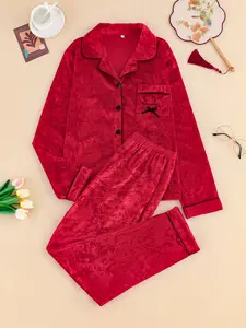 【Clearance Sale】Women's Long-Sleeve Basic Pajamas Set, Soft Cozy Lady's Loungewear with Button Front, Pockets, Ideal for Everyday Relaxation and Sleep
