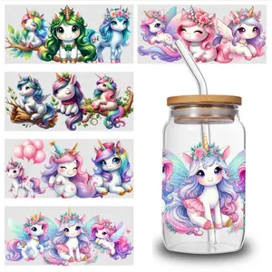 5 Sheets Unicorn Fantasy uv dtf transfer sticker Decoration Items Valentine Waterproof DTF Transfer UV dtf cup wrap Flower Designs magnetic series graffiti